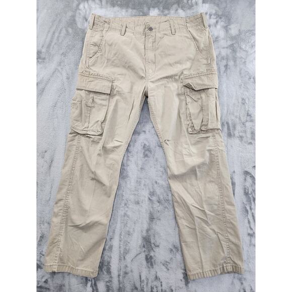 Vintage Levi's Loose Fit Cargo Pant Size 36 x 30 Khaki Streetwear Baggy Utility - Picture 1 of 11
